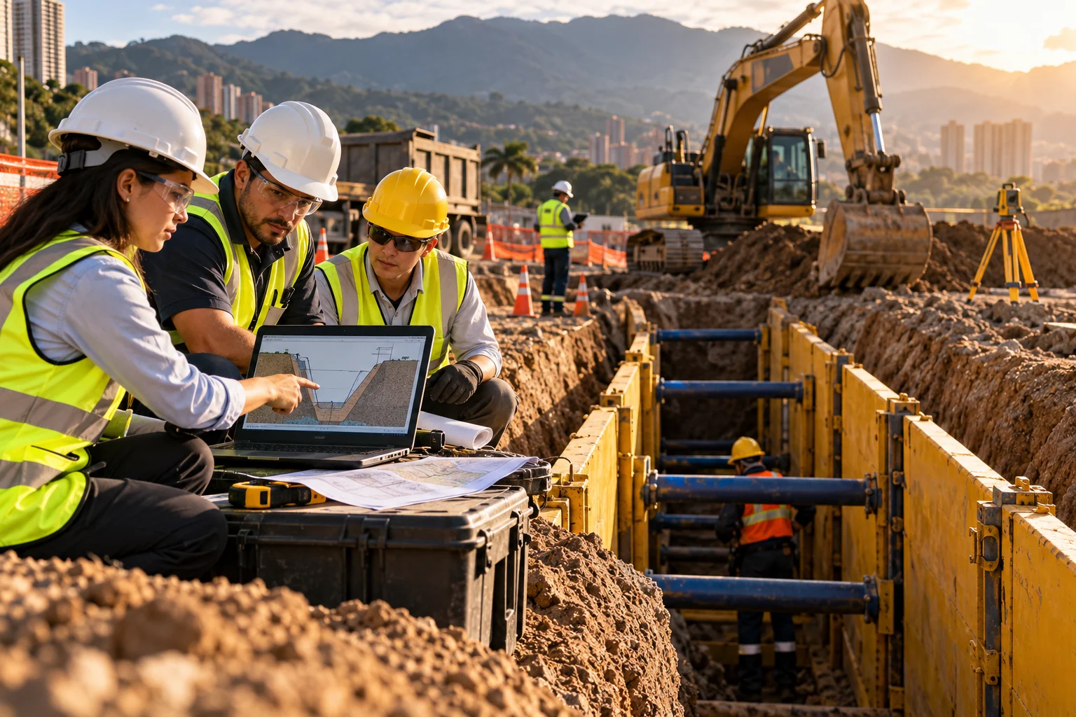 Ilustración de Excavaciones, Zanjas y Estabilidad de Taludes Seguros