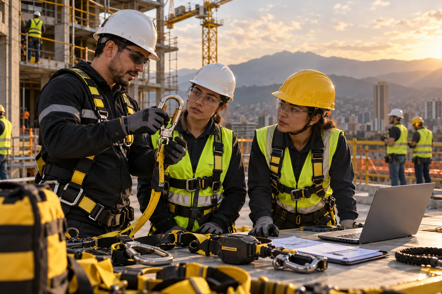 Ilustración de Inspector Competente de EPP contra Caídas (Petzl, MSA, 3M)